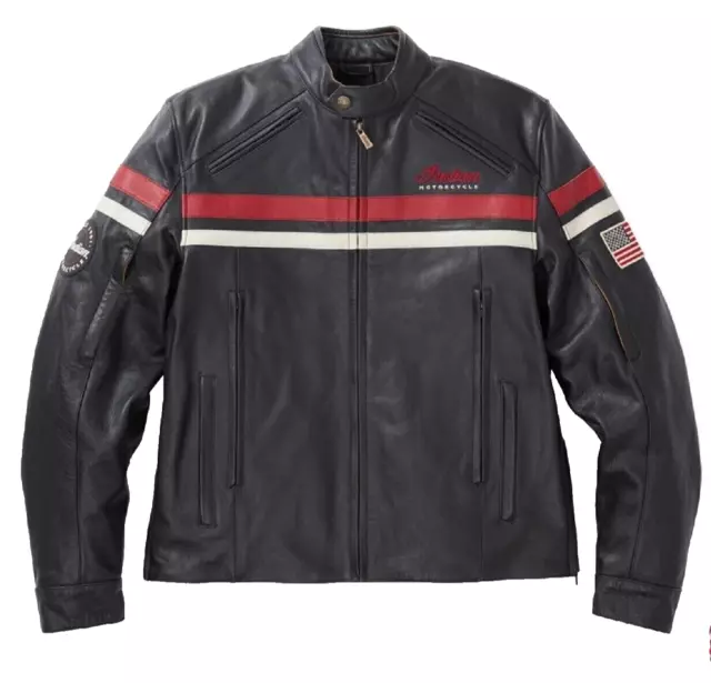 Genuine Indian Motorcycle Freeway Jacket Black Red New Premium Cow Leather