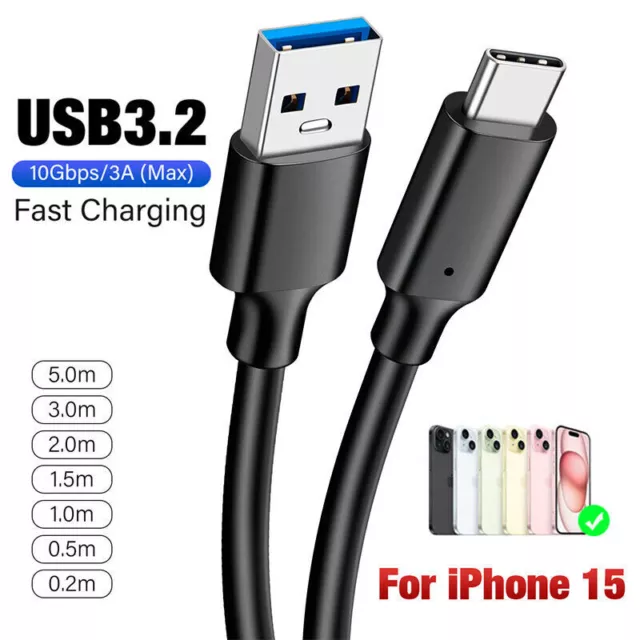 USB A to USB C Data Cable Type C SuperSpeed Sync Cord Fast Charging Charger 60W