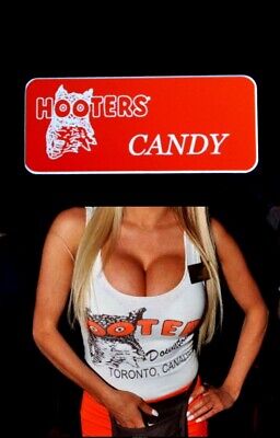 Candy Hooters Girl Uniform Name Tag Lingerie Costume Accessory Pin Badge
