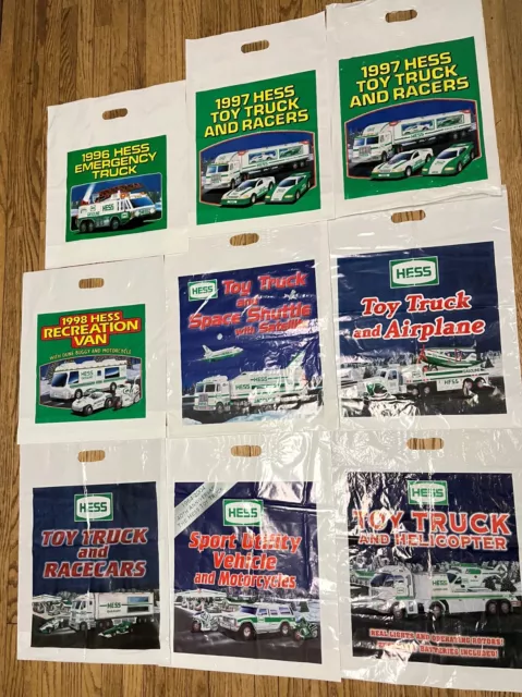 Lot of (9) Hess Truck Collector Plastic Bags - Various 1996-2006 - Nice Shape