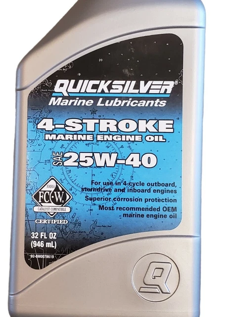 Mercury Quicksilver 4-Stroke 25W-40 Premium Engine Oil (Quart) 710-92-8M0078619