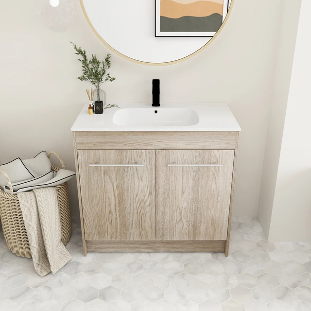 36 INCH MODERN Free Standing Bathroom Vanity with Sink Basin 2 Doors