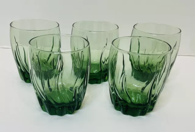 Anchor Hocking Central Park Double Old Fashioned Tumblers 10 oz Green