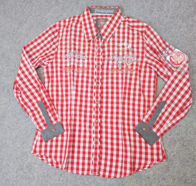 Stickerpoint Hemd Herren Gr. 42 Trachtenmode Oktoberfest Reh Kariert Rot