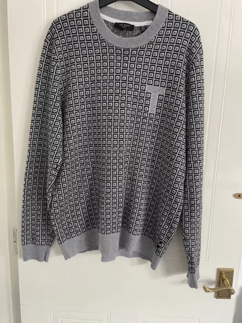 Ted Baker Sprin Monogram Checked Knitted Jumper Size 4 (Large)