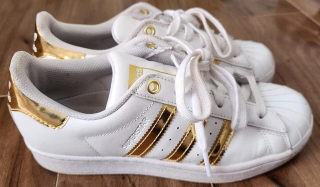 ADIDAS ORIGINALS SUPERSTAR Trainers White And Gold Metal Toe Cap Size 4UK 19.99 PicClick UK