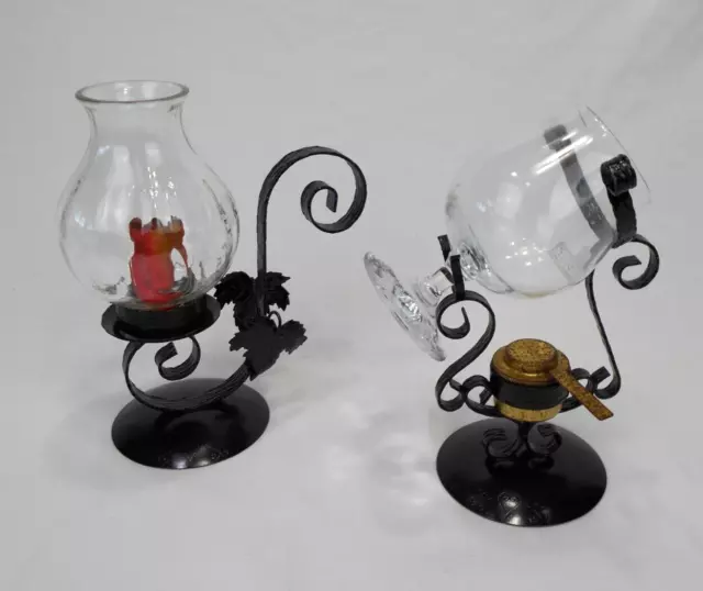 VTG Spanish Cognac glass warmer  & Wine decanter Candle holder  Wrought Iron set