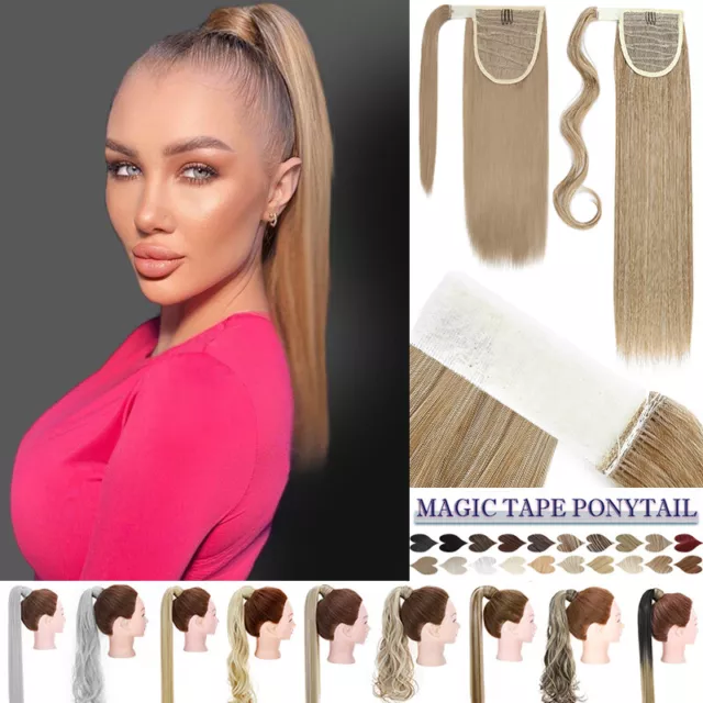 Synthetic Short Wavy Curly Ponytail Clip in Hair Extensions Hairpiece Long Thick