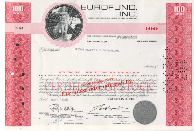 Eurofund, Inc. - Original Stock  Certificate - 1969 - 9143