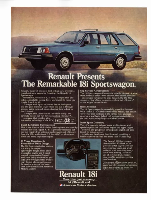 1981 Blue Renault 18i Sports Wagon Vintage Print Ad More Than Just Economy 1980s