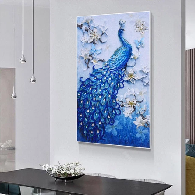 Pfau 5D Diamantmalerei Sonderform Strassbild für Wanddekoration 3