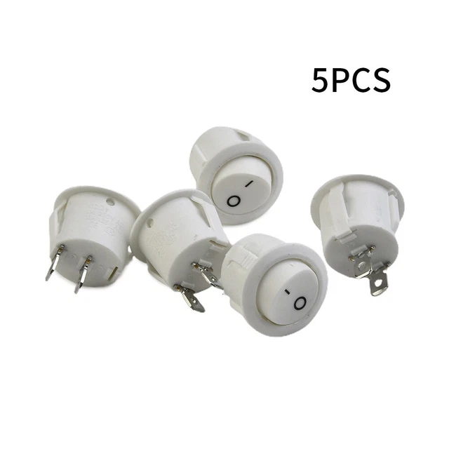 12 V 5 pz mini interruttori a dondolo bianco rotondo a 2 pin SPST ON-OFF 20 mm