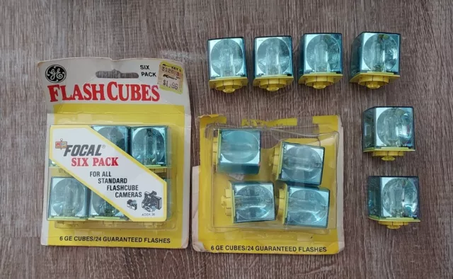 Paquete de 6 cubos de flash GE para equipos de cámara vintage más 10 cubos usados