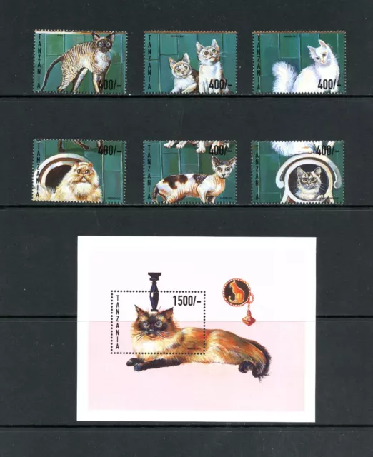 Q268   Tanzania  1999    cats    set & sheet   MNH