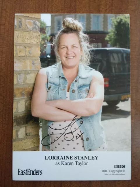 LORRAINE STANLEY *Karen Taylor* EASTENDERS HAND SIGNED AUTOGRAPH FAN CAST CARD