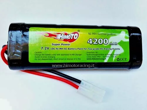 BATTERIA RICARICABILE NI-MH 4200mAh 7,2V ATTACCO TAMIYA R/C AUTO BARCHE HIMOTO