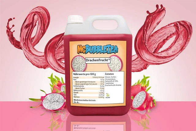 (7,99 EUR/l) Bubble Tea Sirup 5 Liter Drachenfrucht Infusion/ Konzentrat 1:20