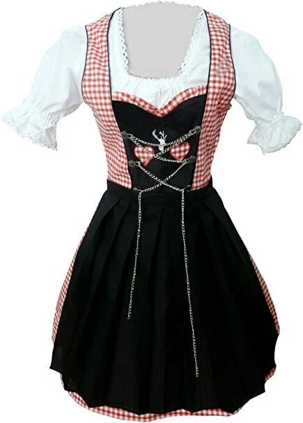 Abito da donna Dirndl tradizionale tedesco dell'Oktoberfest in 3 pezzi