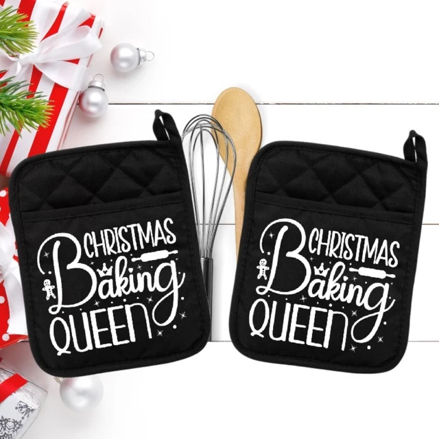 Juego de 2 - Reina de la Panadería de Navidad - Horno Soporte para Olla Mitt Hot Pad neo005blk