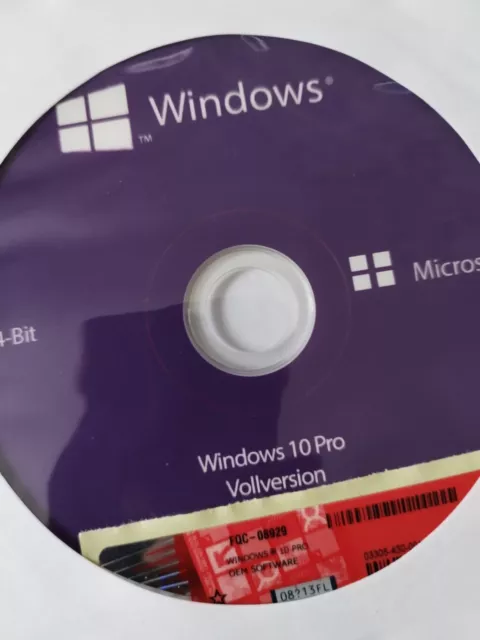 MS Windows 10 Pro 64Bit Deutsch OEM Vollversion und  DVD