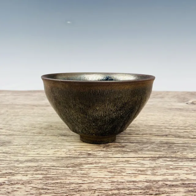 4.9" China Antique Porcelain Song dynasty jian kiln Black glaze jianzhan Teacup