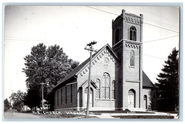 Waukon Iowa IA Postcard RPPC Photo ME Church Scene Street c1940's Vintage