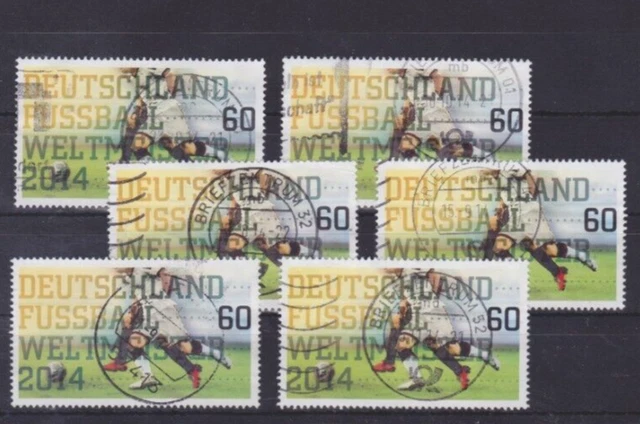 6x BRD Bund Deutschland MiNr. 3095, Fußball Weltmeister 2014, 60 ct nk aus 2014