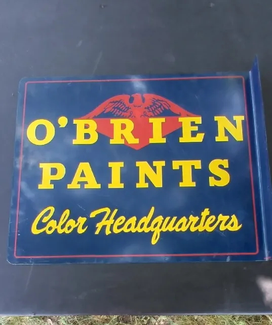 Vintage double sided metal O'Brien Paints sign 22"x18"