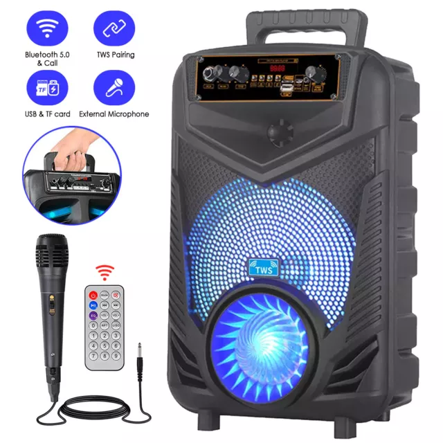 8" 300W Kabelloser Bluetooth 5.0 Lautsprecher Subwoofer Musikbox mit Mikrofon