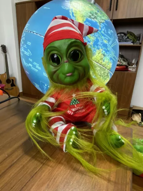 Muñeca de Navidad Grinch bebé peluche peluche decoración navideña niños 2