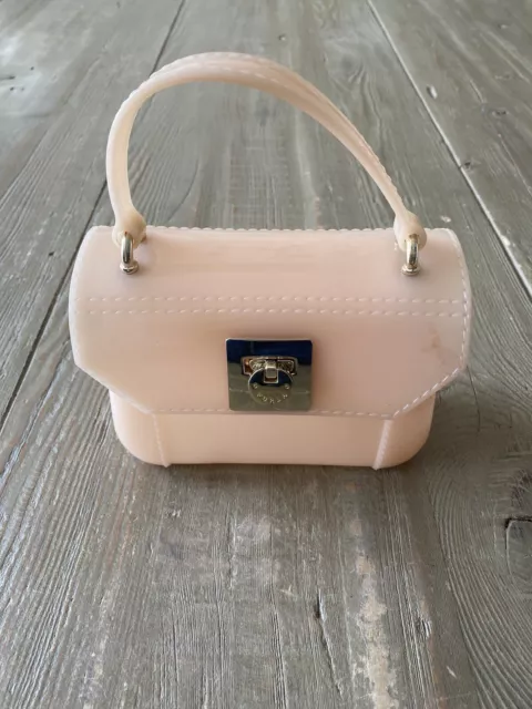 Furla Italy Jelly Bag Rubber Bon Bon Mini Handbag Peach Apricot MISSING STRAP