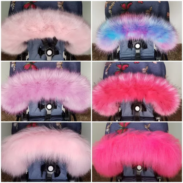 New Baby Pram Fur Hood Trim Girls Colours Pink Newborn Accesories Winter Furs