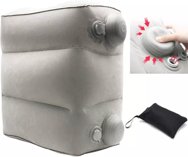 Inflatable Foot Rest Pillow for Travel, Push to Inflate, Height Adjustable