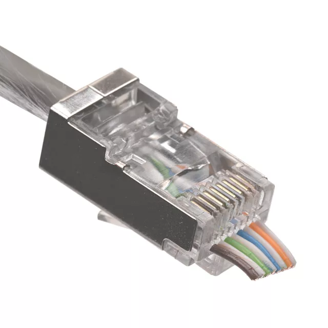 RJ45 Shielded Pass Through CAT6 Connector Modular Plug CAT5 Network Ethernet