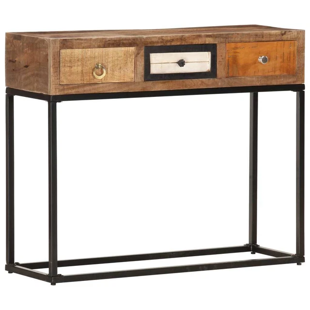 Mesa consola de madera maciza reciclada dorado 90x30x75 cm vidaXL
