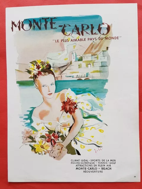 MONTE CARLO -   PUBLICITE - AD 1946 d'après DELFAU Réf : 374