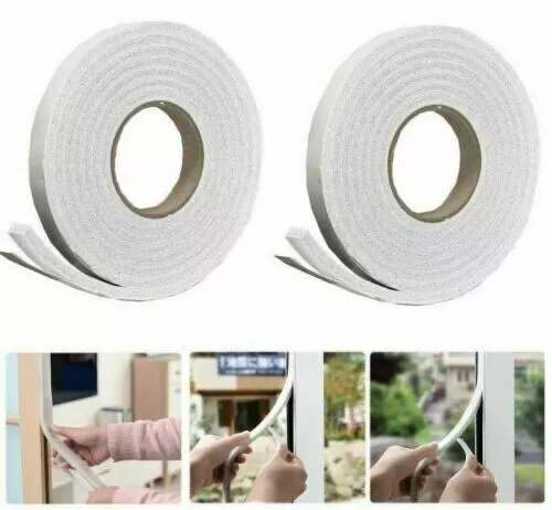 2 x 5m Draught Excluder Weather Foam Strip Seal Tape Insulation Windows or Doors
