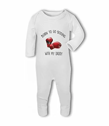 Born to go Boxing with my Daddy/Mummy - Baby Romper Suit di BWW Print Ltd