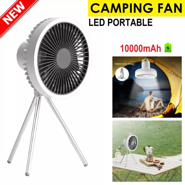 LED Light Portable Mini Fan Travel Camping USB Rechargeable Cooling Fan Outdoor