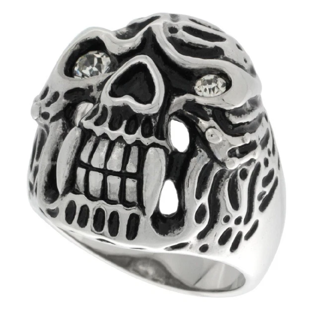 Bague Homme Argent Massif 925 - Créature Mythique Chouette Aux Yeux Dorés - Neuf Avec étiquettes