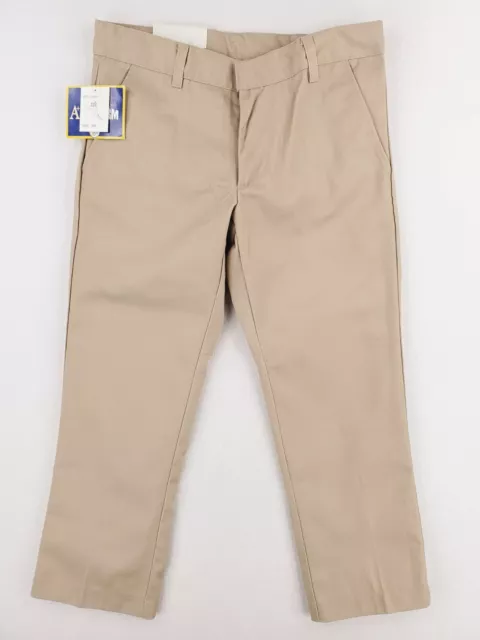 Kids School Uniform Pants Boys Sz 8H Husky Beige Khaki Chino Double Knee Adjust