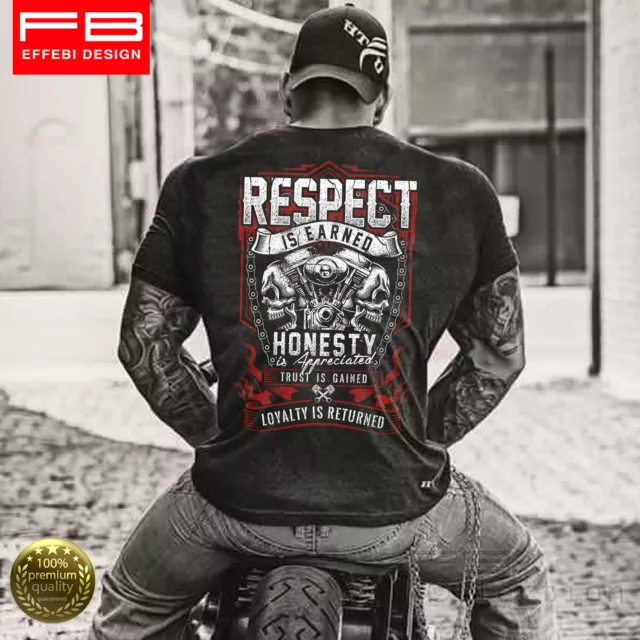T-Shirt Maglietta Respect For Bikers Harley Davidson Triumph Indian Custom Cafe