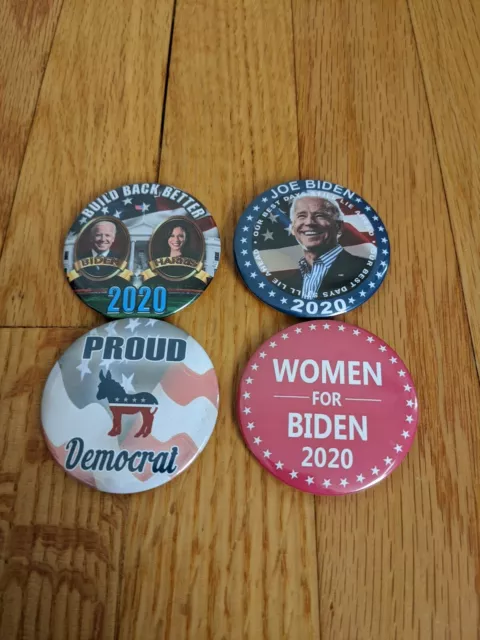 JOE BIDEN Kamala Harris Set of 4 Presidential Campaign Buttons 2020 2 inch USA