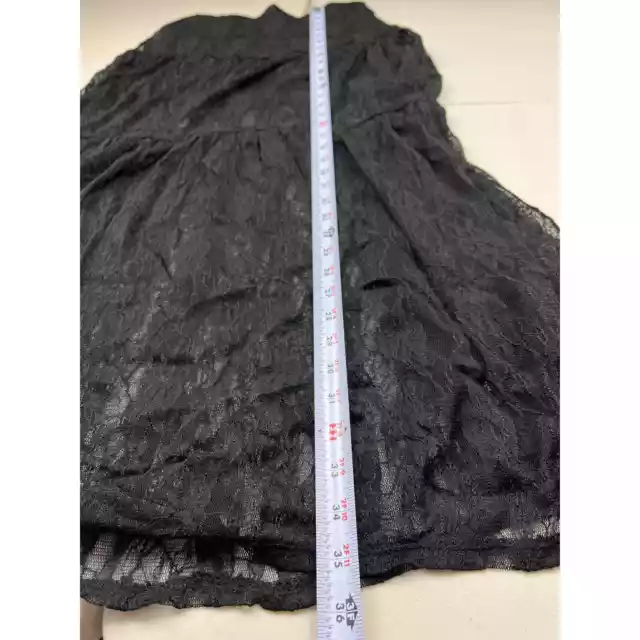 Kima Women Small Black Floral Lace Midi Skirt Gypsy Boho Gothic Bottom Lined 3