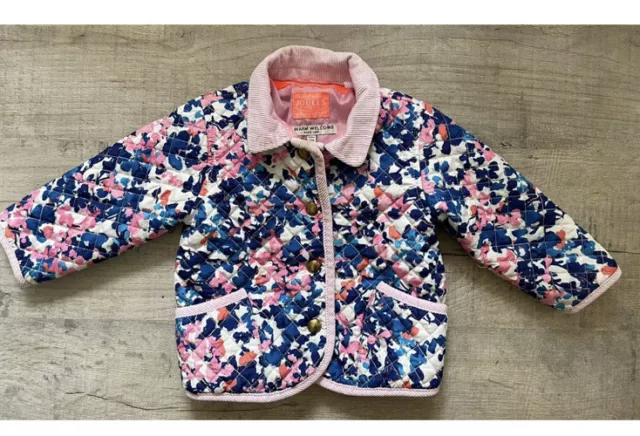 Giacca trapuntata trapuntata Joules bambina rosa blu floreale età 9-12 mesi