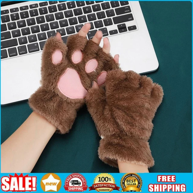 Guanti Zampe Di Gatto 3D Con Artigli - Maniche Lunghe Senza Dita Per Cosplay Halloween, Nero E Rosa