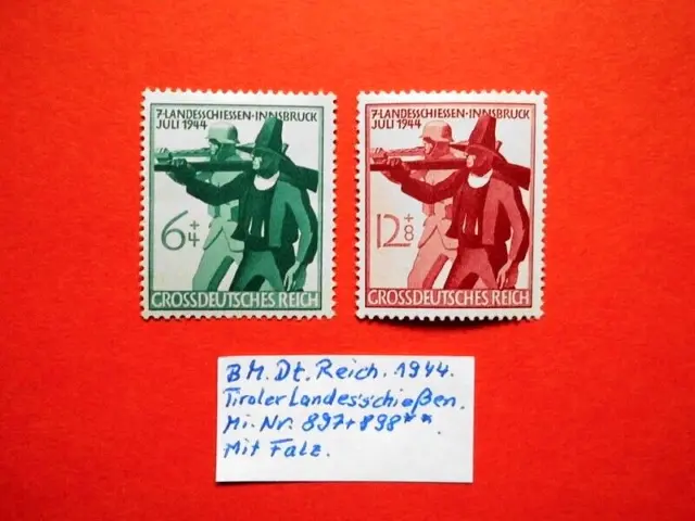 BM. Briefmarken Deutsches Reich 1944 7. Tiroler Landesschießen Mi. Nr. 897+898**