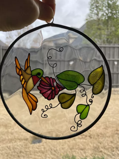 Vintage Stained Glass Window Hanging Sun Catcher 5’D Hummingbird