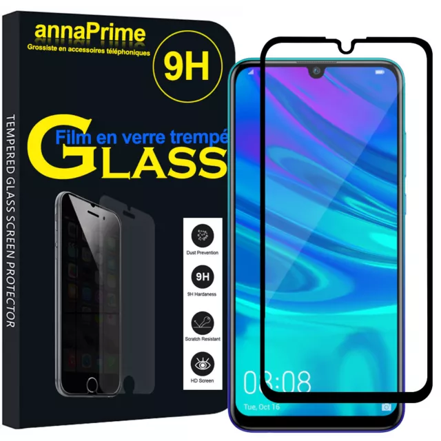 Vitre Film Verre Trempe Protecteur d'écran NOIR Pour Huawei P Smart (2019) 6.21"