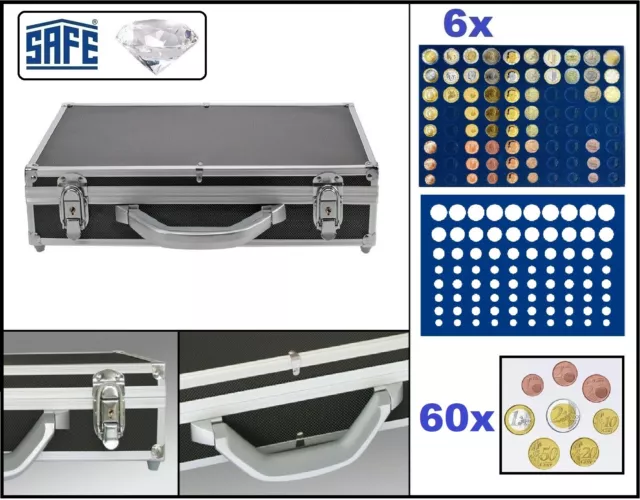 Münzkoffer 60 Eurokursmünzensätze 1 Cent bis 2 Euro ALU SAFE 268-183 Diamant